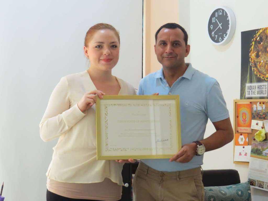 Indian Excursions Co Oberoi Certificate of Appreciate
