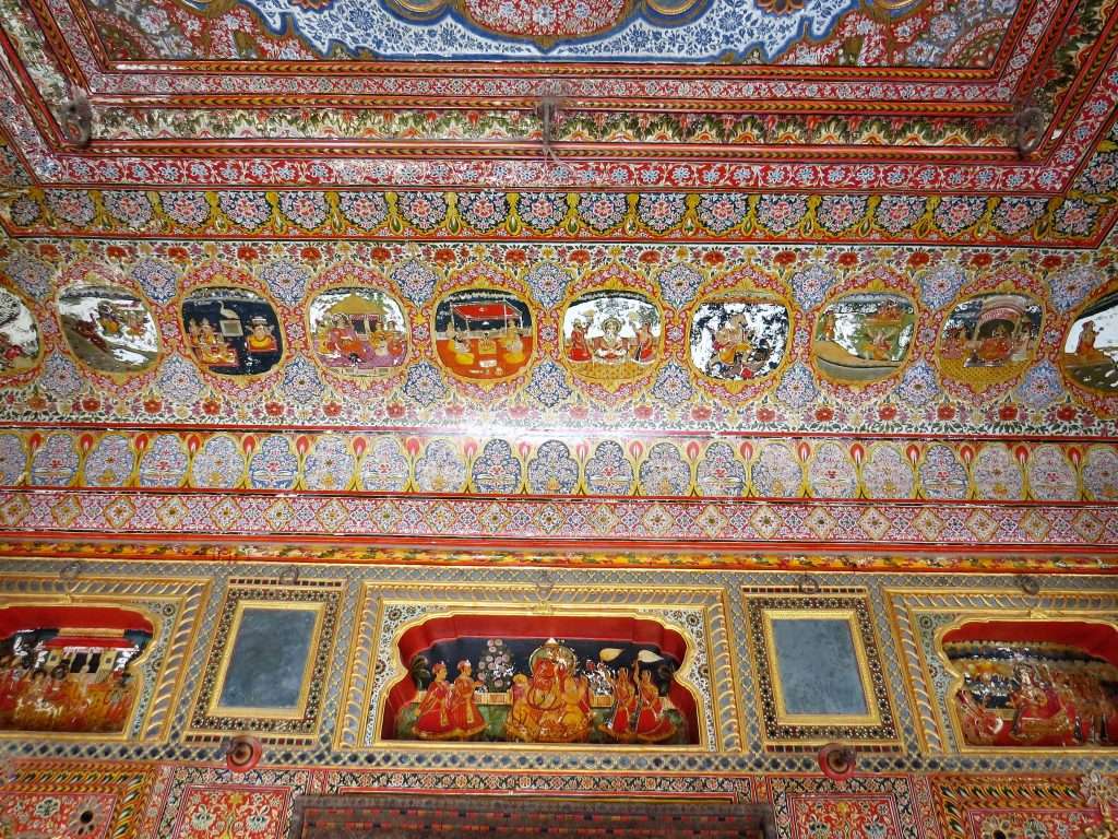 Fresco paintings Rajasthan golden haveli