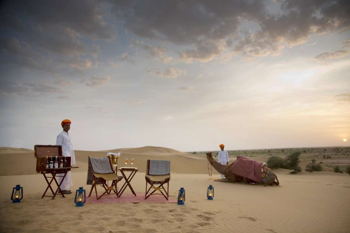 sundowners on the dunes at The Serai, Jaisalmer