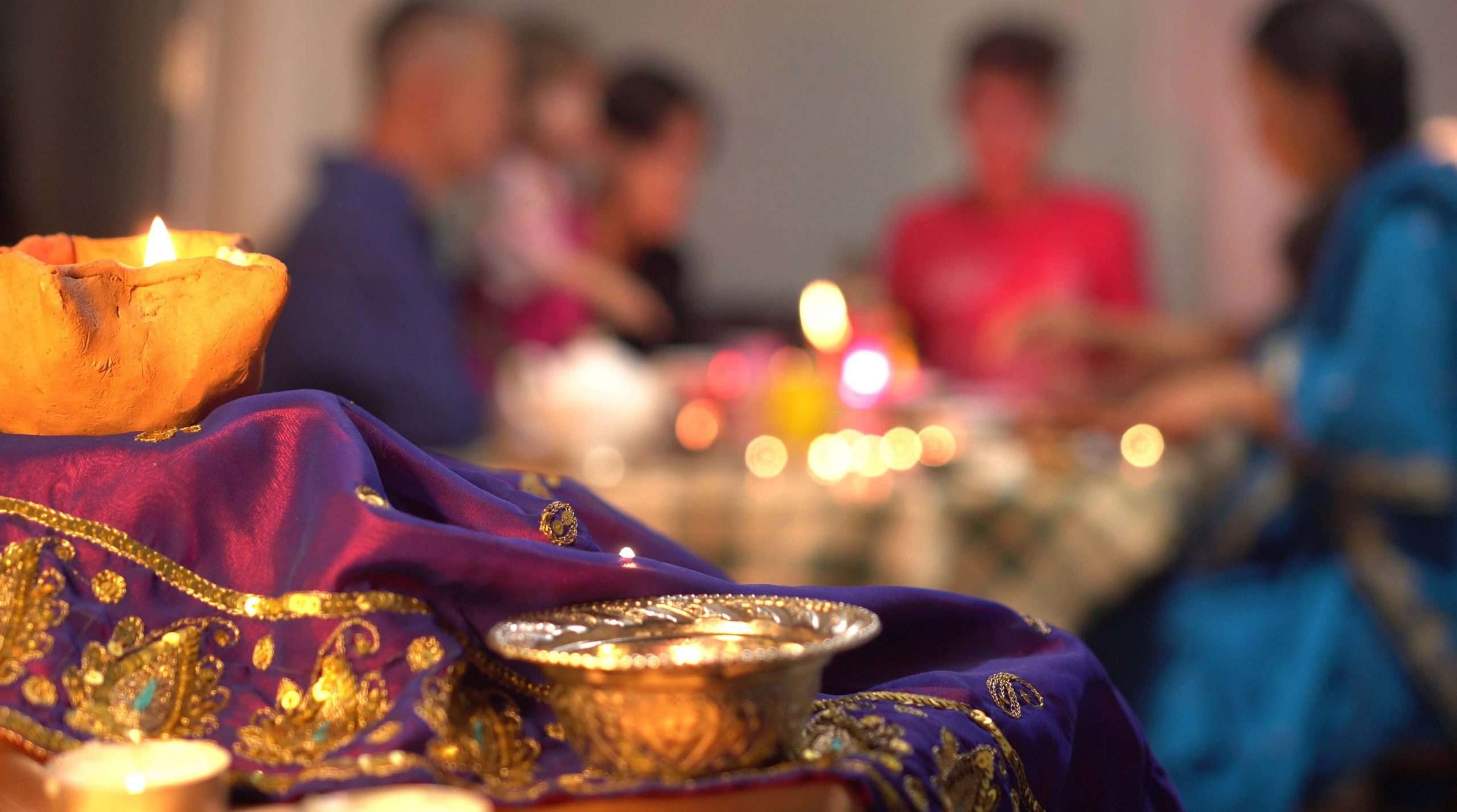 An Indian family celebrate Diwali