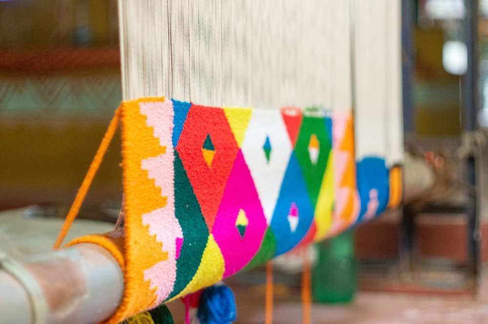 A carpet on the loom in Ranthambhore